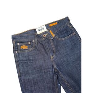 Superdry Men Jeans Dark Wash Slim Fit 30W 30L Orange Stitching Sandlot